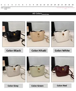 Sechs Farben von Beuteltaschen mit Golddrehverschluss und 20 cm Maßstabsreferenz