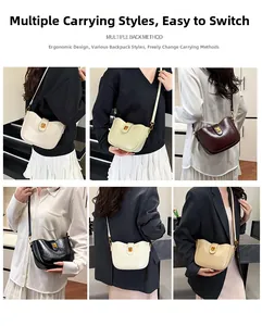 Collage von Modemodels mit minimalistischer Leder-Eimertasche in verschiedenen Farben