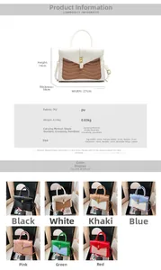 Detailed size chart and specifications for textured wave pattern PU leather handbag