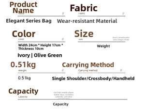 Detaillierte technische Daten und Maßtabelle für die elegante Mehrzweck-Handtasche