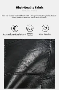 Macro detail of waterproof and wear-resistant black textured faux leather fabric