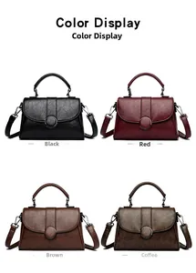 Comparaison de sacs à main en cuir souple noir, rouge, marron et café avec fermoir métal