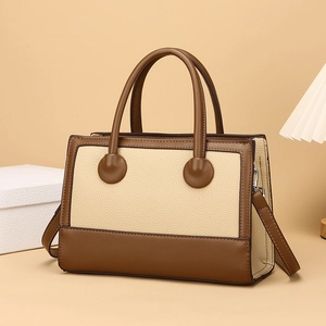 Retro matte quadratische Handtasche mit Kontrastnähten und verstellbarem Lederriemen