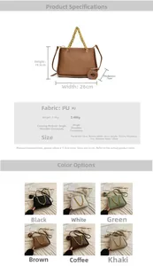 Guide des tailles du sac en cuir PU matelassé avec dimensions et six options de couleur