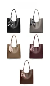 Color options of large tote bags with heart-print scarves in five stylish shades