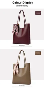 Detailed view of the faux leather texture in Angola Red and Mocha Brown tote bags