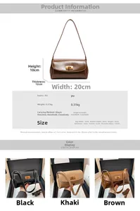 Detailed size specifications for retro PU leather flap bag with color comparison and dimensions