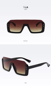 Front- und Seitenansicht der trendigen Flat-Top-Sonnenbrille mit Teefarbverlauf