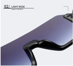 Detail der leichten Nasenpads einer trendigen Oversize-Sonnenbrille mit Verlaufsgläsern