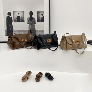 Vintage Crossbody Bag Women PU Leather Metal Twist Lock Retro Shoulder Bag Square Minimalist Flap Purse