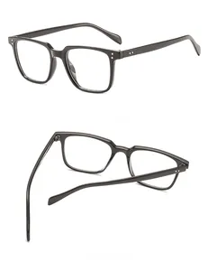 Detail view showing the 45-degree side and back structure of square eyeglass frames