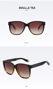 Detailansicht der quadratischen Oversized-Sonnenbrille mit Verlaufsgläsern und Schildpatt