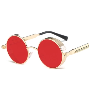 Round Steampunk Sunglasses Metal Frame Retro Gothic Style UV400 Reflective Lens For Men Women Vintage Eyewear