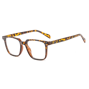 Retro tortoiseshell square frame glasses with vintage silver rivets on white background