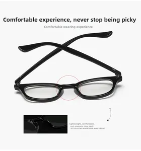 Detail of self-adjusting nasal support on vintage square black full-rim glasses frame