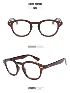 Front and 45-degree side view of vintage tea brown full-rim round Boston eyewear frames