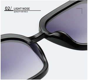 Detail view of lightweight nose pads on classic square sunglasses with purple gradient lenses