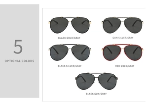 Five available colors of polarized aviator sunglasses with durable metal frames for men