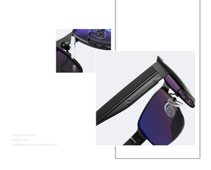 Detail view of large frame sunglasses featuring silicone nose pads and sturdy metal hinges