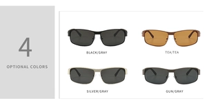 Comparison of polarized rectangular sunglasses for men in four metallic finishes