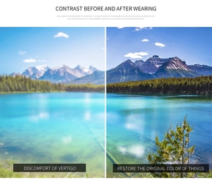 Polarized lens effect showing anti-glare and natural color restoration on mountain scenery