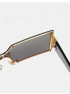 Detail of high-quality metal hinge on square sunglasses for smooth folding durability