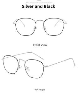 Detailansicht der runden silber-schwarzen Metallbrille mit Blaulichtfilter-Schutz
