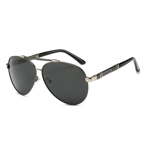 Classic polarized aviator sunglasses with gunmetal frame and dark grey lenses for men