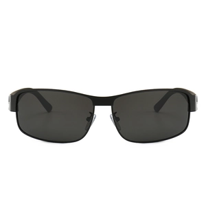 Classic rectangle black frame polarized sunglasses with dark grey lenses for men