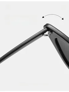 Détail de la charnière métallique robuste sur les lunettes de soleil œil de chat