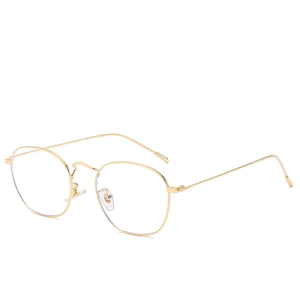 Modische goldene Polygon-Brille aus Metall mit Blaulichtfilter im eleganten Retro-Stil