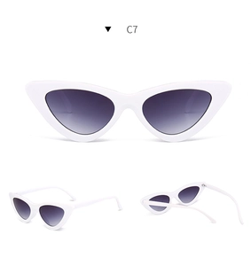 Vues détaillées des lunettes de soleil œil de chat blanches à verres dégradés