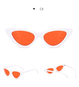 Vues détaillées des lunettes de soleil œil-de-chat blanches avec verres orange