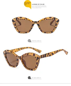 Detail view of cat eye sunglasses featuring classic tortoiseshell frames and tea lenses