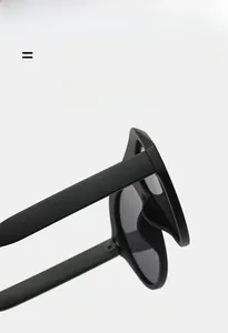 Detail of matte black metal sunglasses frame showing lighter super elastic temple hinges
