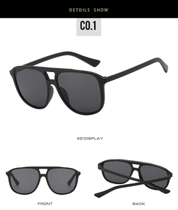 Lunettes de soleil aviateur carrées pour hommes avec monture noire mate à double pont