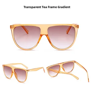 Vue sous trois angles de lunettes de soleil oversize à monture thé et verres dégradés