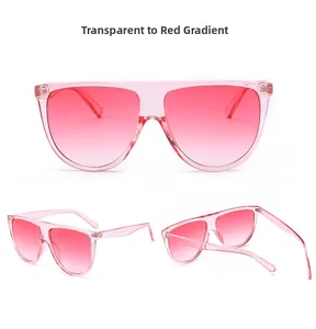 Détails de lunettes de soleil masque oversize avec verres dégradés rose transparent