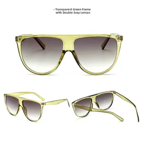Lunettes de soleil oversize vertes transparentes avec verres dégradés gris, vue multiple