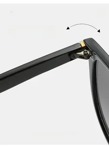 Gros plan de la charnière en métal doré robuste sur la monture de lunettes noire
