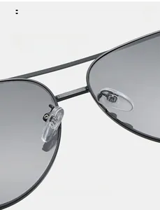 Detail of metal double bridge sunglasses with soft silicone non-slip nose pads
