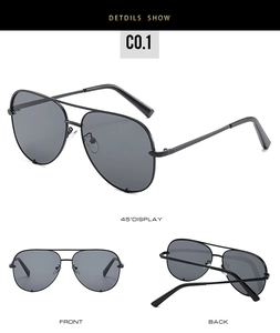 Detail shots of pilot sunglasses featuring black metal frames and double bridge design