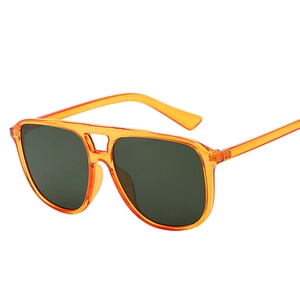 Lunettes de soleil carrées pour homme avec monture orange transparente à double pont