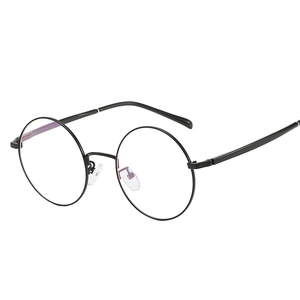 Monture de lunettes ronde en métal noir avec verres transparents pour étudiants