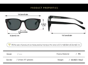 Tableau des tailles détaillé pour lunettes de soleil vintage avec dimensions du cadre