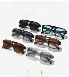 Collection of double-bridge aviator sunglasses in various colors and acetate frames