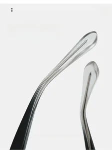 Detail of curved sunglasses legs featuring metal core in transparent acetate material