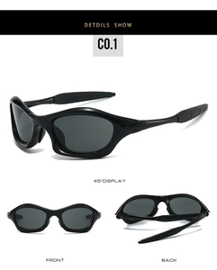 Affichage sous trois angles de lunettes de soleil sport punk à verres anti-UV