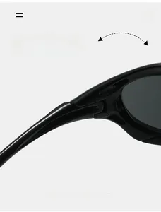 Détail de la charnière robuste de lunettes de soleil de sport punk au fini résine