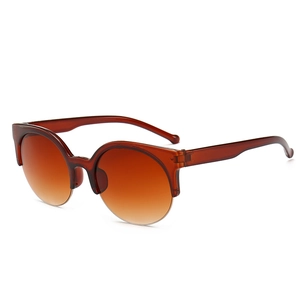 Cat Eye Sunglasses For Women Retro Semi-Rimless PC Frame AC Lens UV400 Protection Vintage Fashion Eyewear